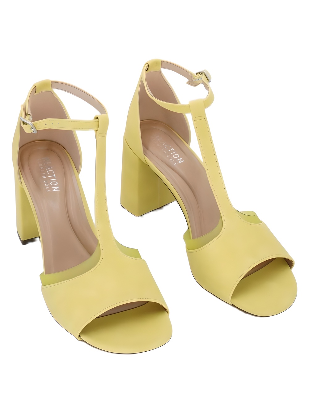 Kenneth Cole Reaction Pear Yellow T-Strap Block Heel Sandals Size 8.5M